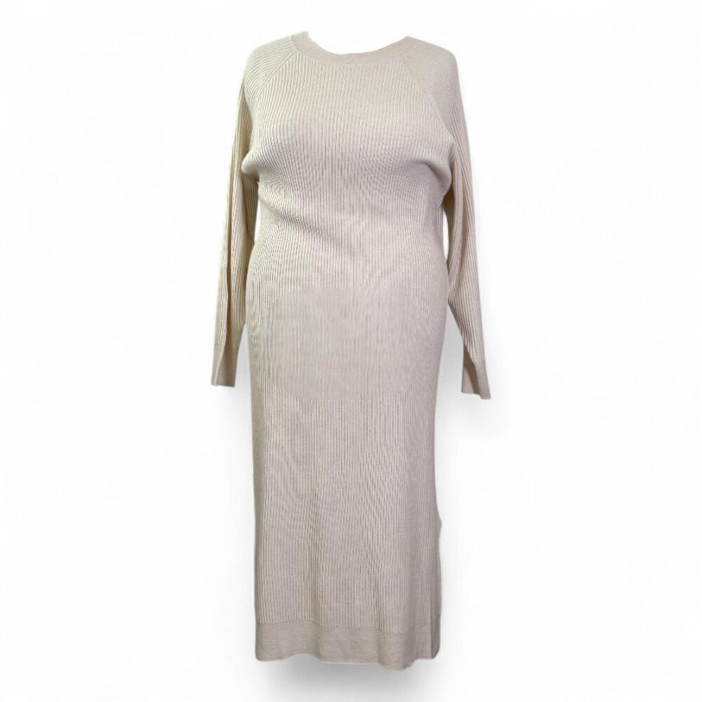 THE DROP Women's Renata Rib Midi Dress, Winter White. NEW! Size 2X